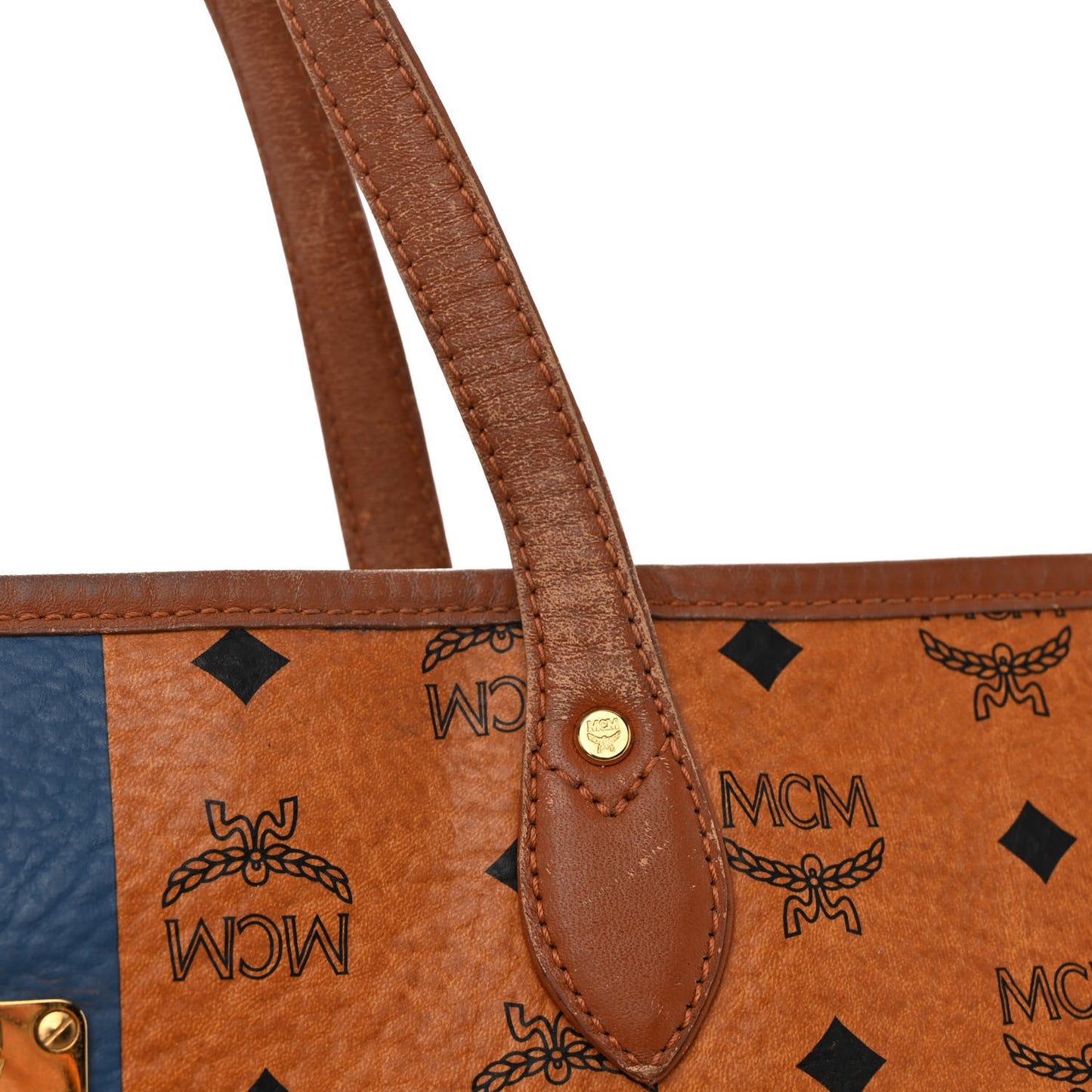 Visetos Dog Bone Striped Shopper Tote Cognac