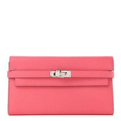 Hermes Chevre Mysore Kelly Longue Wallet Rose Lipstick 1 of 7