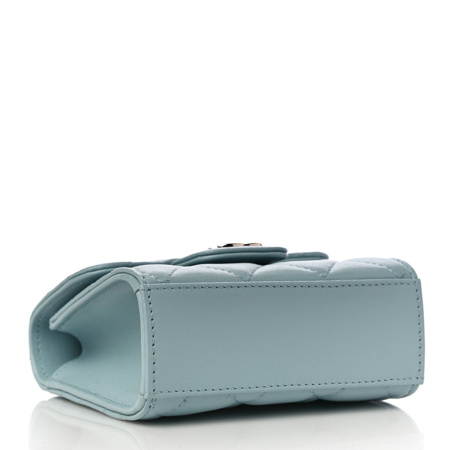 Chanel Lambskin Quilted Top Handle Clutch With Chain Light Blue 4 of 12