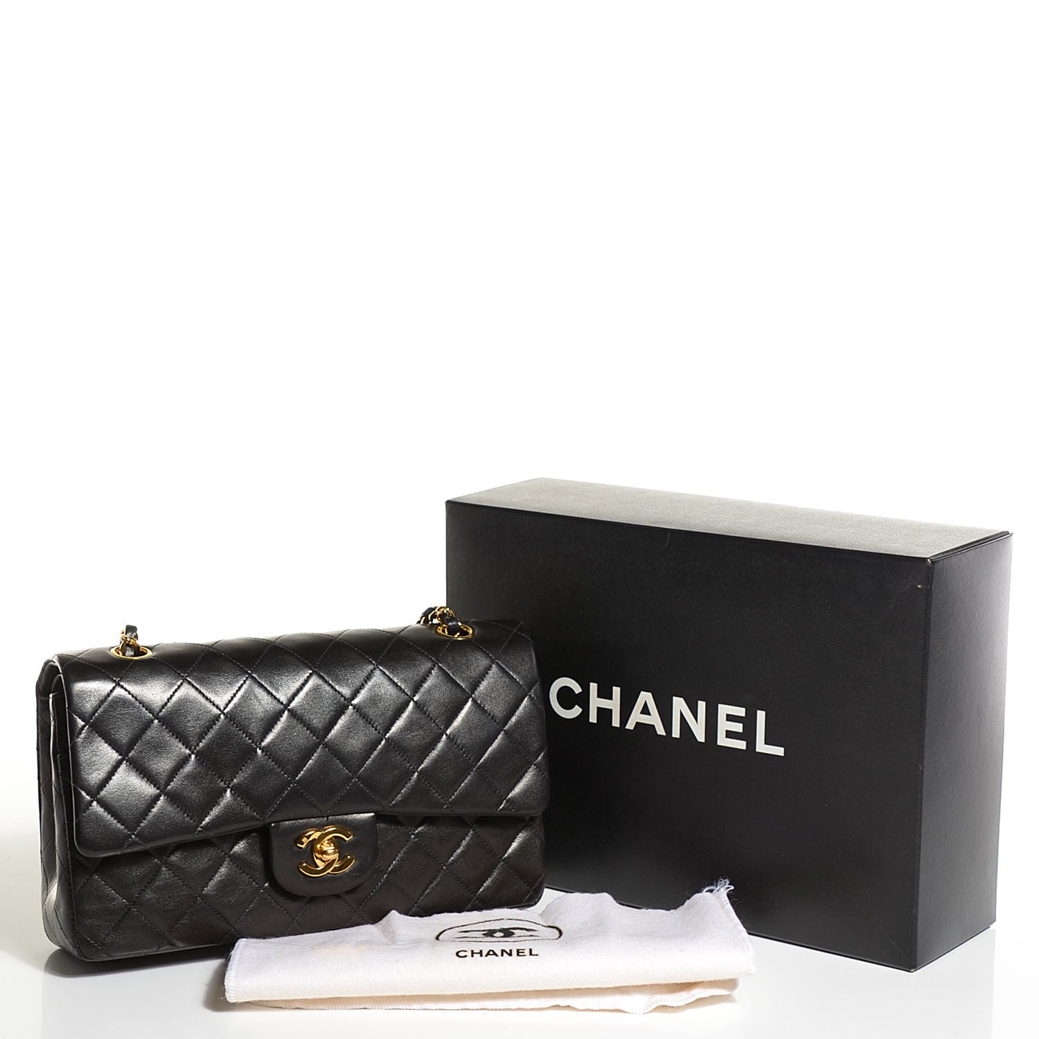 Chanel Lambskin Quilted Medium Double Flap Black 11 of 11