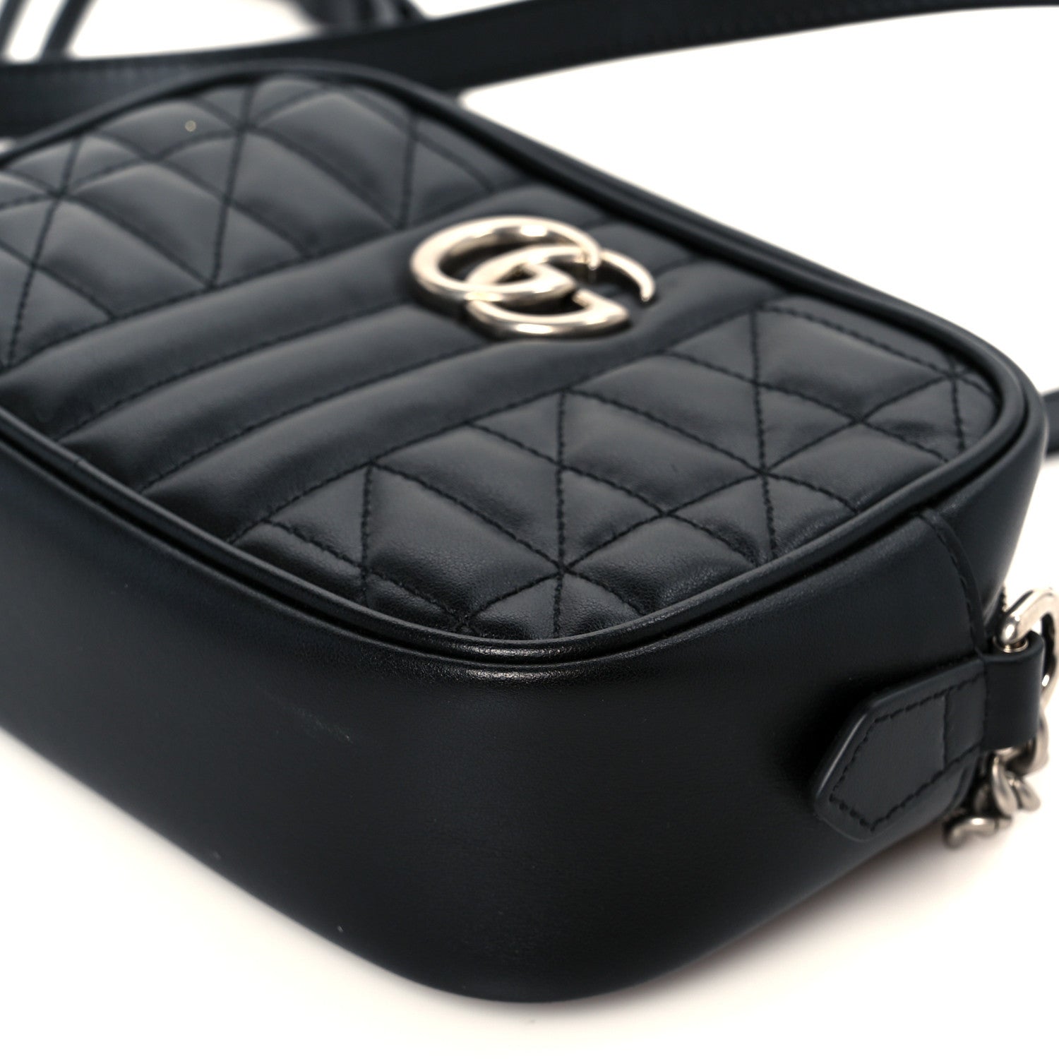 Gucci Calfskin Matelasse Aria Mini GG Marmont Chain Shoulder Bag Black 10 of 10
