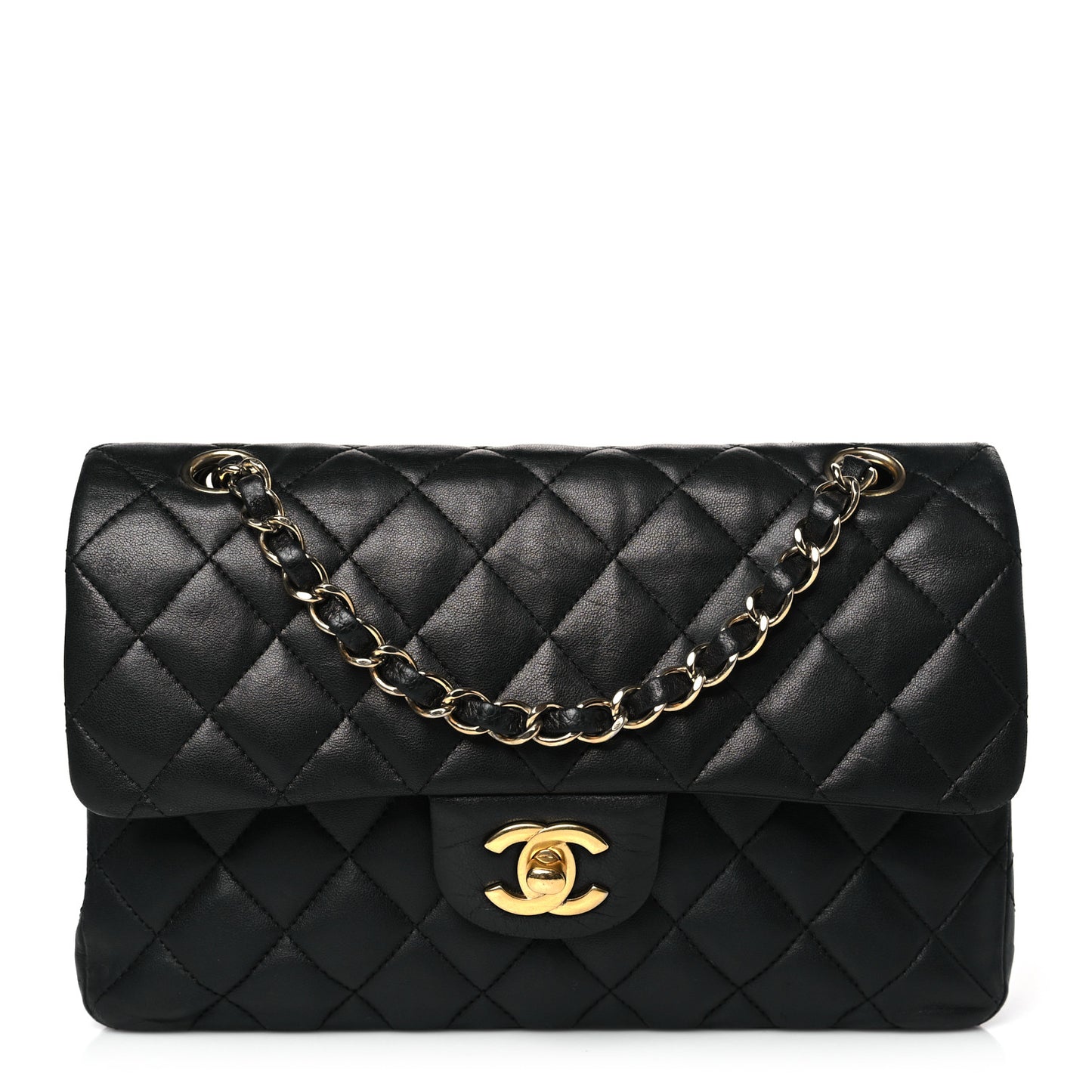 Lambskin Quilted Small Double Flap Black