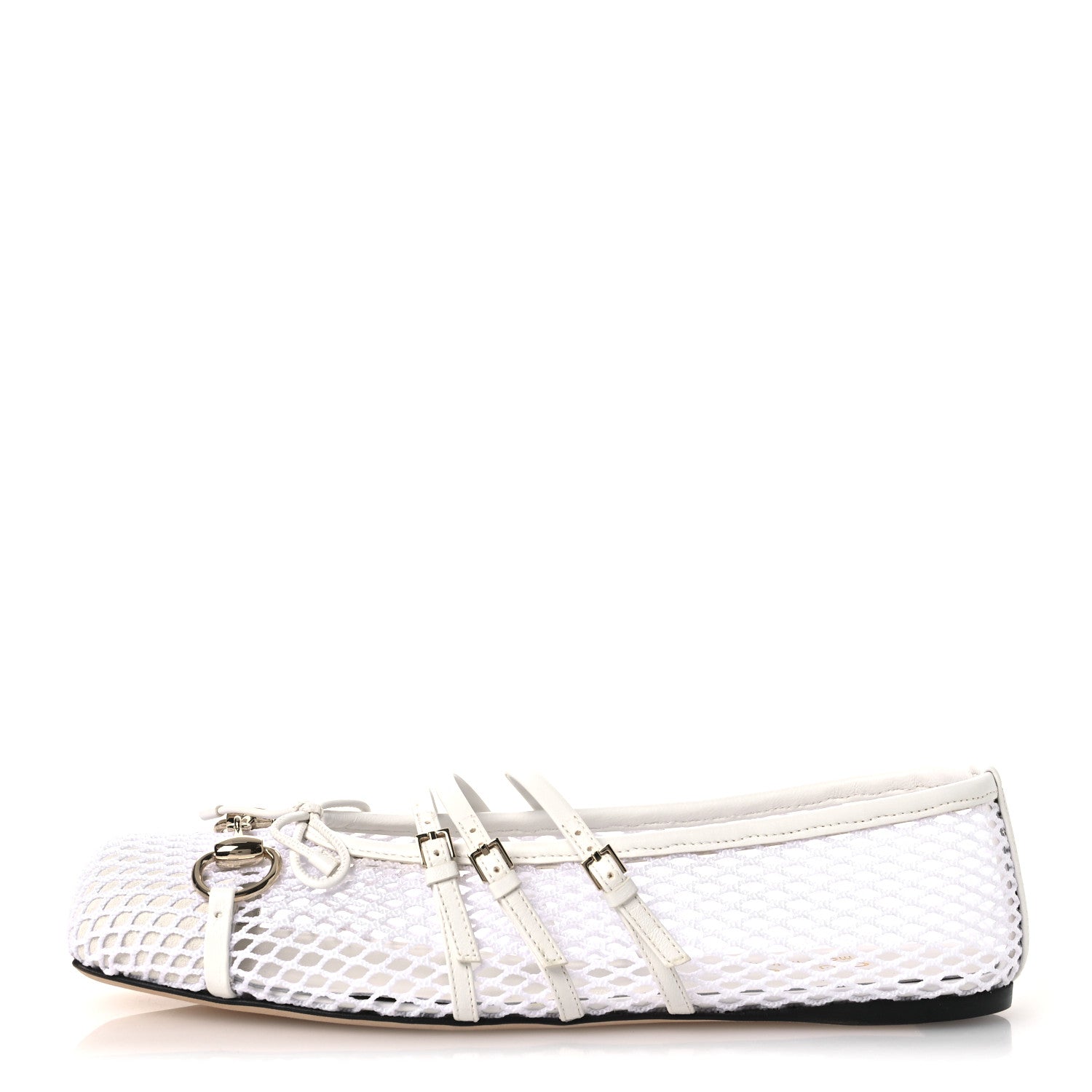 Gucci Video Net Nappa Horsebit Ballerina Flats 38.5 Great White 1 of 10