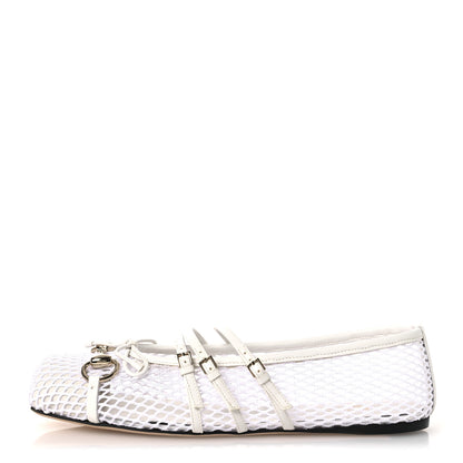Gucci Video Net Nappa Horsebit Ballerina Flats 38.5 Great White 1 of 10
