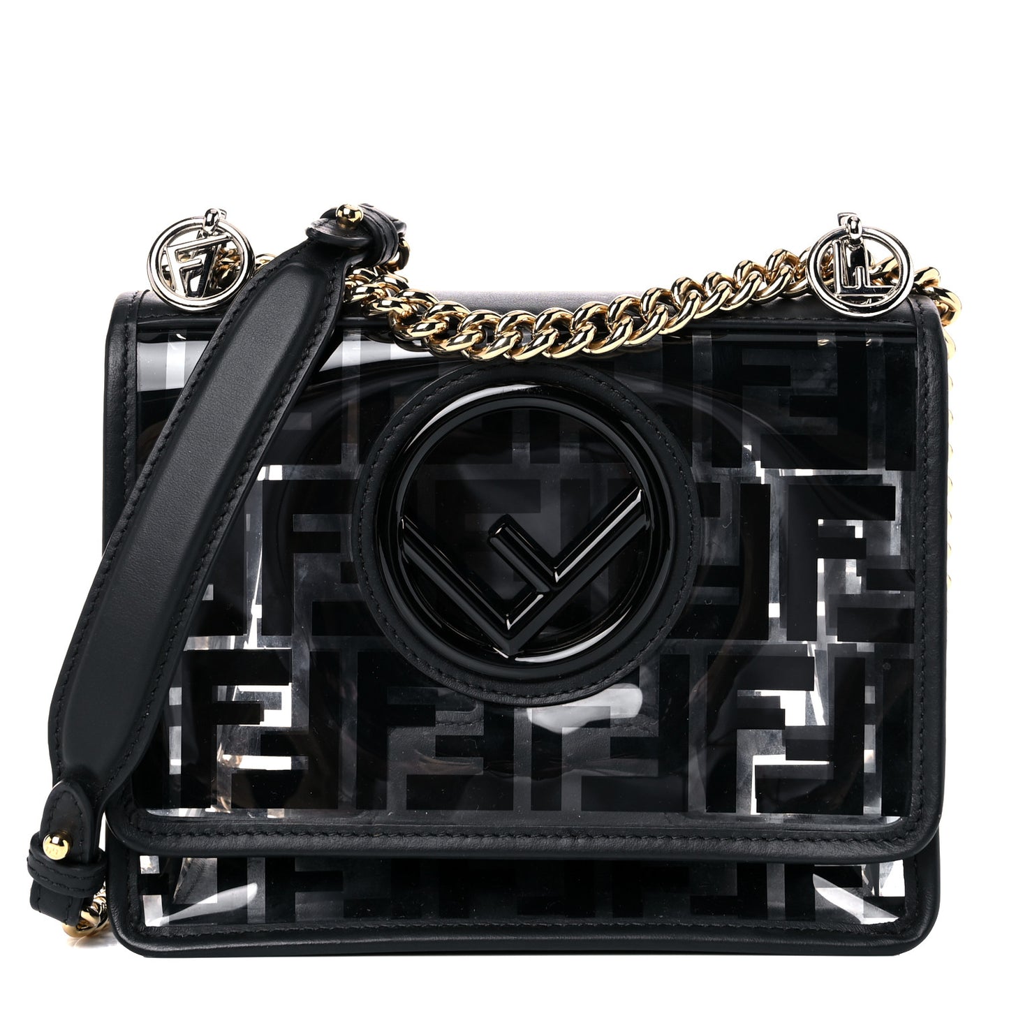 TPU FF Vitello Century F is Fendi Small Kan I Shoulder Bag Black