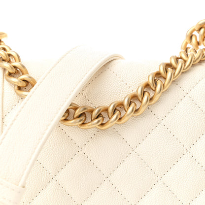 Chanel Caviar Quilted North South Boy Flap White 9 of 12