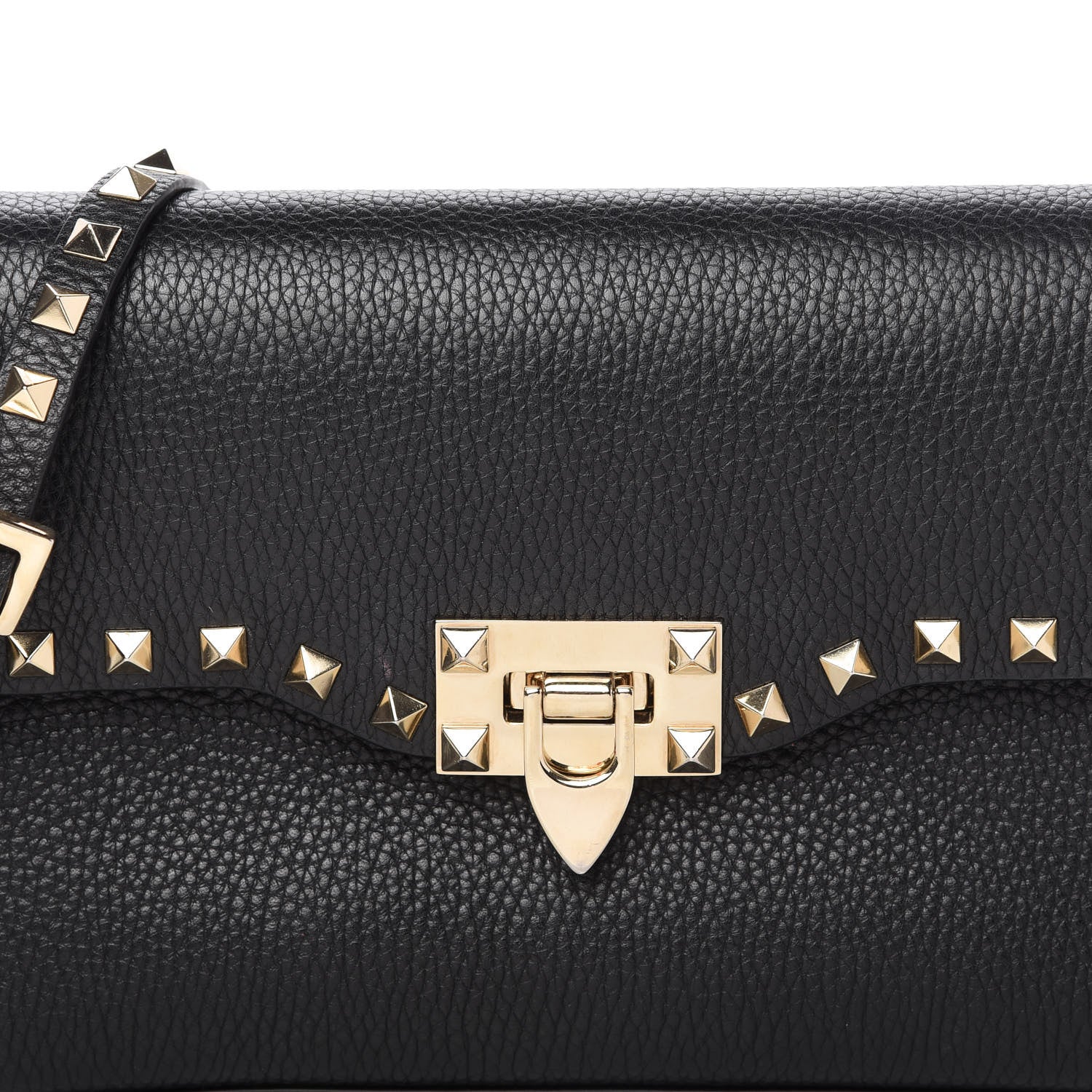Valentino Garavani Pebbled Calfskin Medium Rockstud Flip Lock Crossbody Bag Black 9 of 10