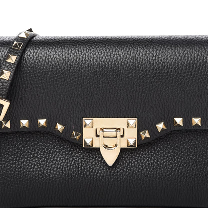 Valentino Garavani Pebbled Calfskin Medium Rockstud Flip Lock Crossbody Bag Black 9 of 10