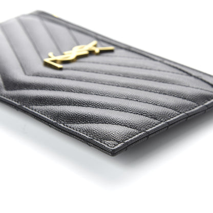 Saint Laurent Grain De Poudre Chevron Monogram Pouch Black 7 of 10