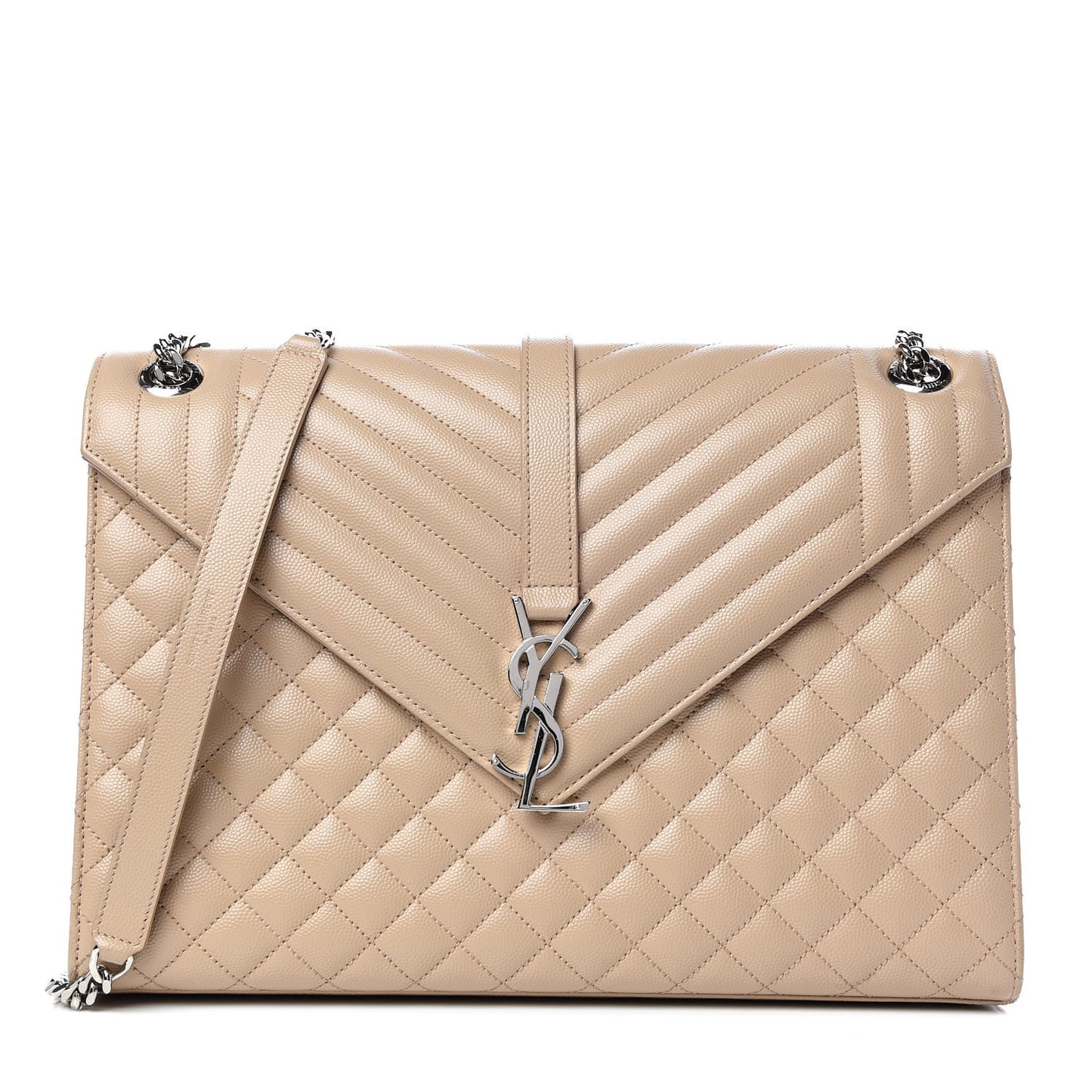 Grain De Poudre Large Tri-Quilt Monogram Satchel Dark Beige