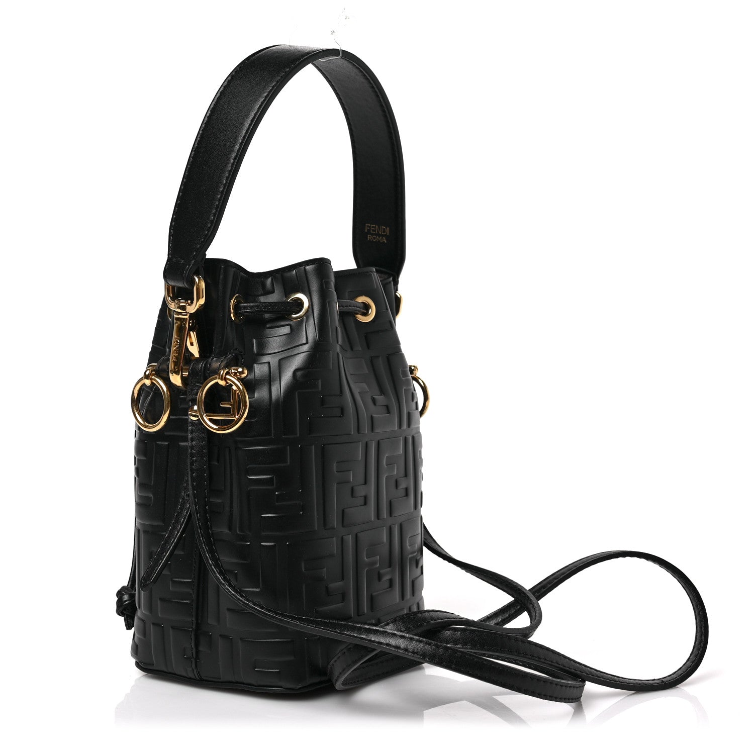 Fendi Vitello Liberty F is Fendi FF 1974 Embossed Mini Mon Tresor Bucket Bag Black 2 of 8
