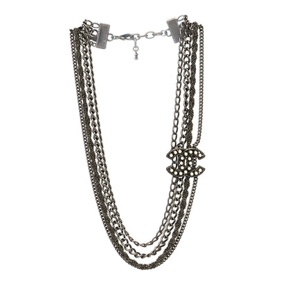 Chanel Pearl CC Multi Strand Necklace Dark Silver 3 of 5