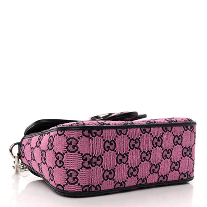 Gucci Monogram Multicolor Matelasse Diagonal Mini GG Marmont Top Handle Shoulder Bag Pink Blue 4 of 10