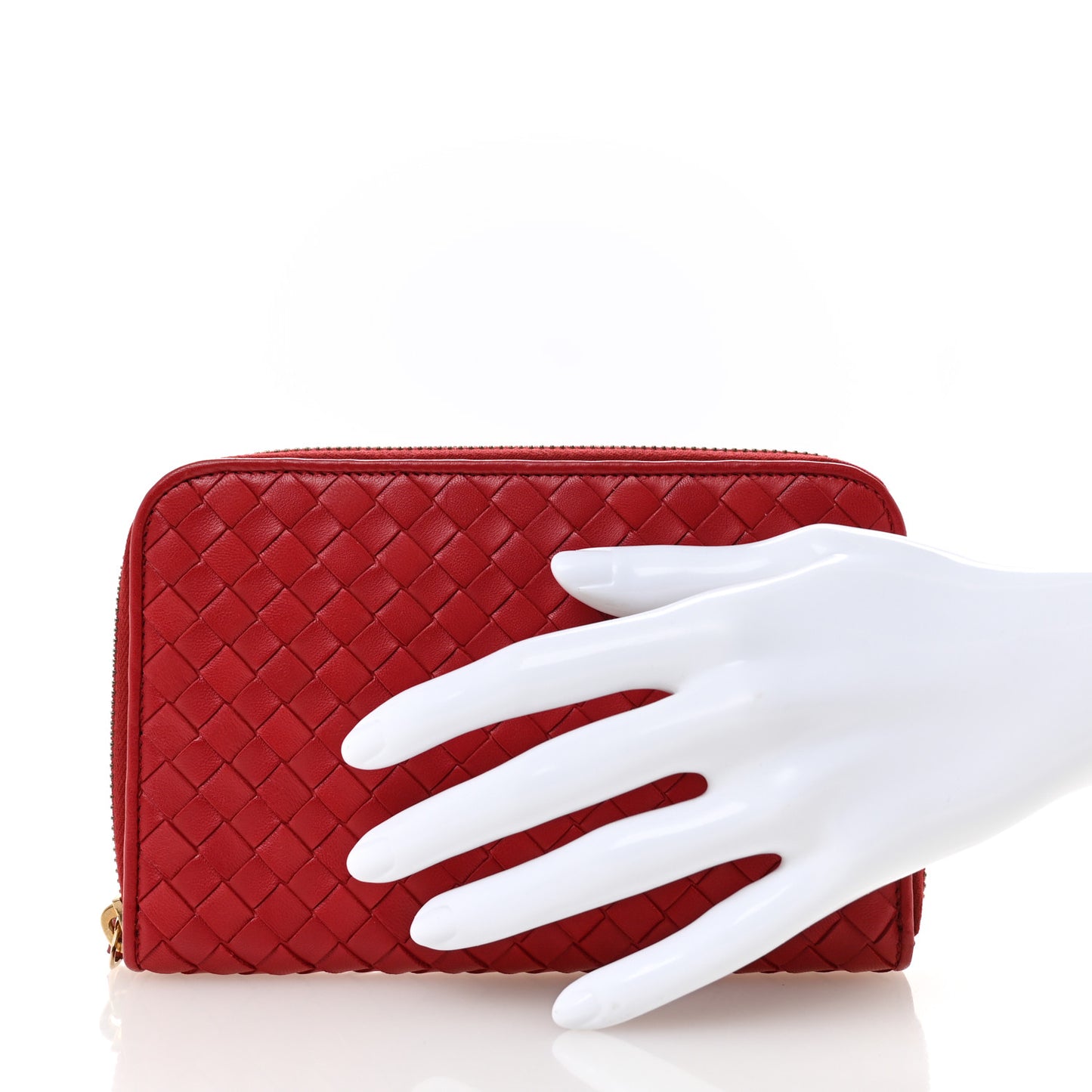 Nappa Intrecciato Zip Around Wallet Red