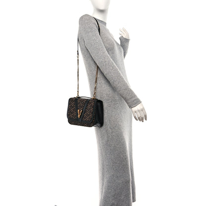 Versace Coated Canvas La Greca Signature Shoulder Bag Black 2 of 9