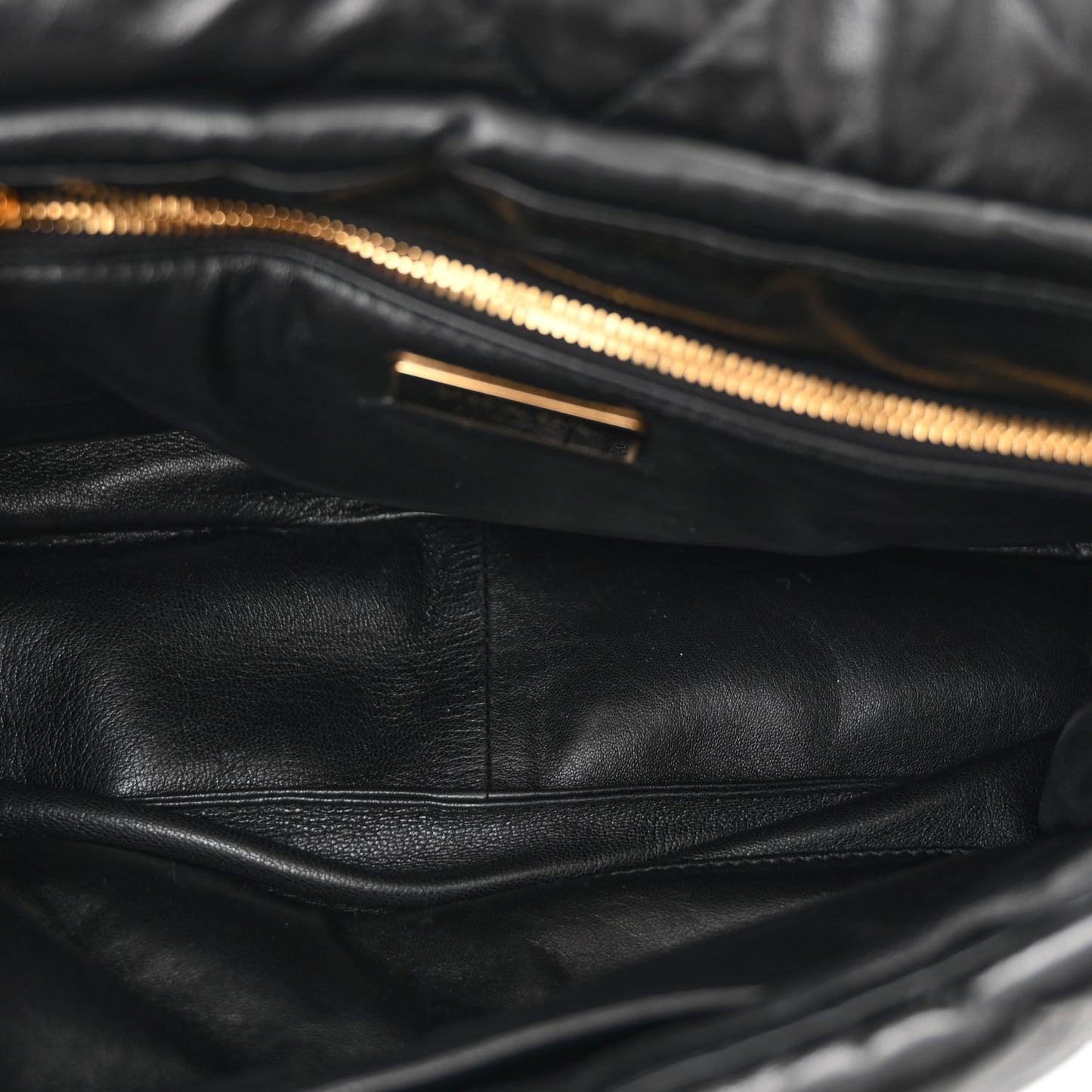 Nappa Soft Padded Logo Embossed Triangle Quilted Shoulder Bag Black