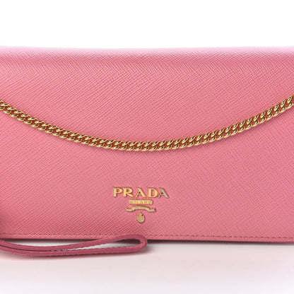 Prada Saffiano Metal Phone Wristlet Crossbody Wallet Begonia 7 of 9