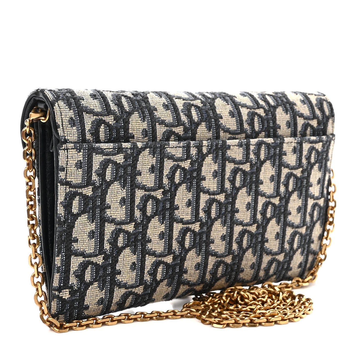 Oblique Saddle Chain Long Wallet Blue