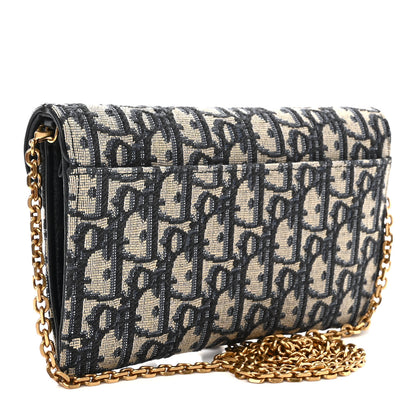 Christian Dior Oblique Saddle Chain Long Wallet Blue 4 of 14