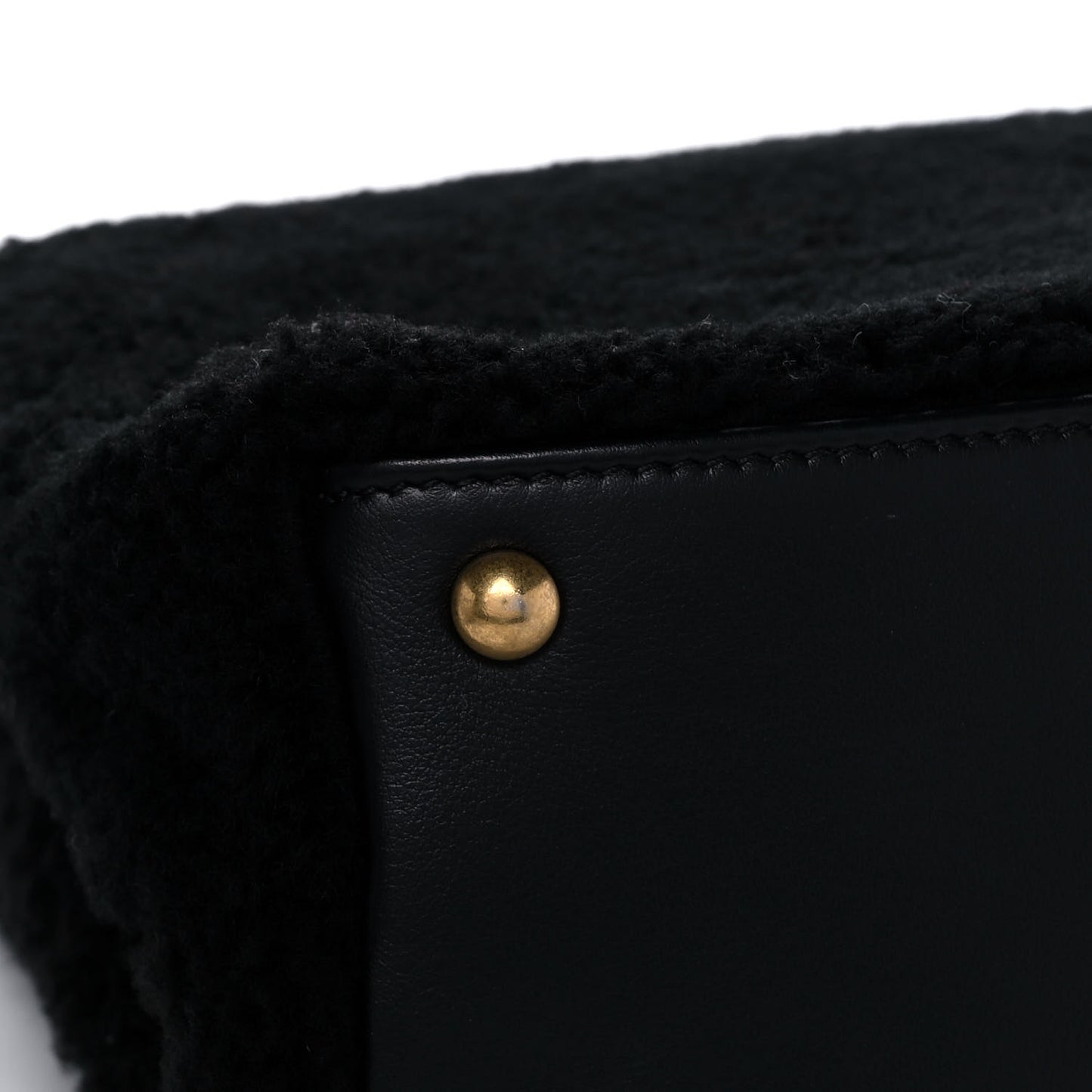 Shearling Lambskin Medium Coco Handle Flap Black