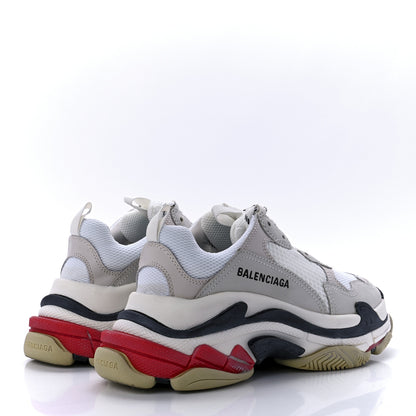 Balenciaga Fabric Mesh Womens Triple S Sneakers 38 Grey Red White 4 of 8