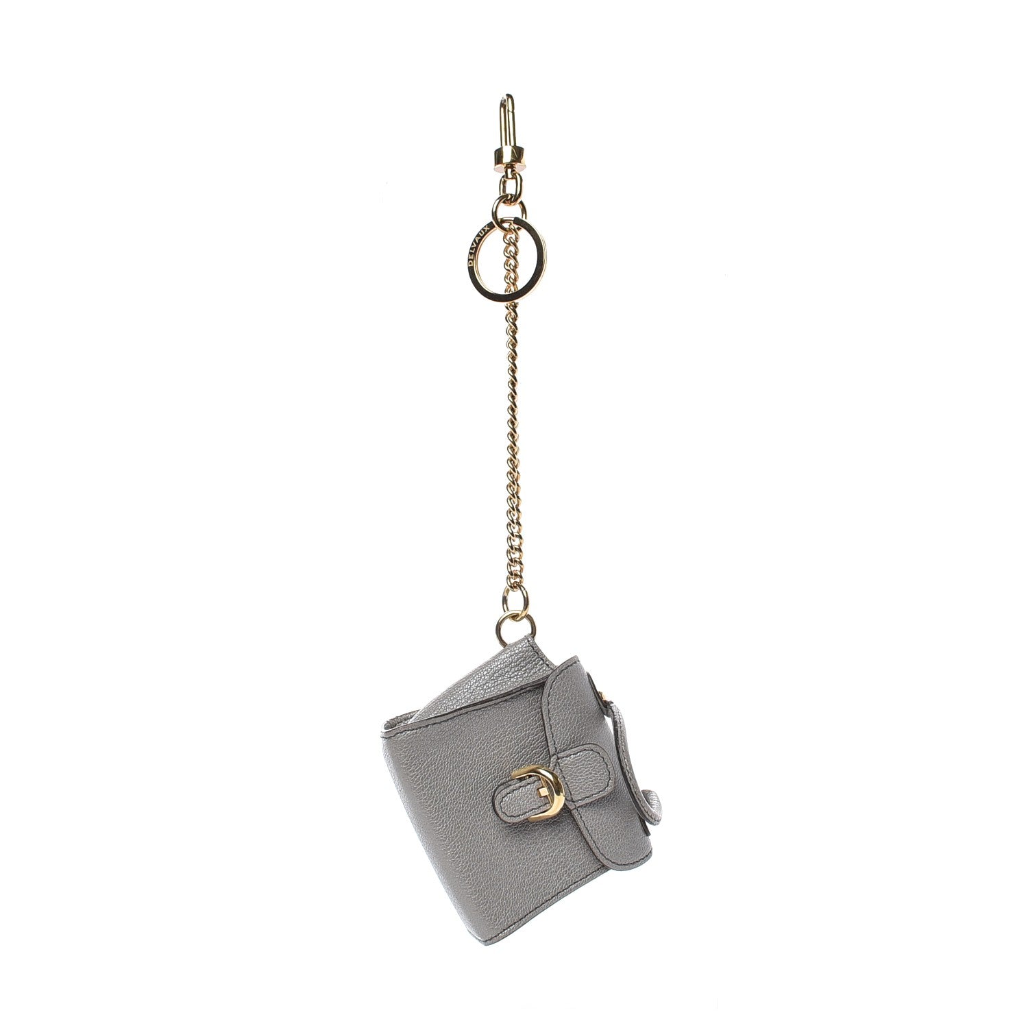 Delvaux Metallic Calfskin Mini Brillant Bag Charm Gris Irise 5 of 9