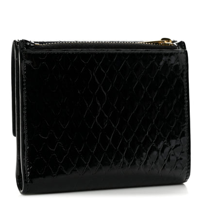 Saint Laurent Shiny Calfskin Crocodile Embossed Monogram Uptown Compact Wallet  Black 3 of 9
