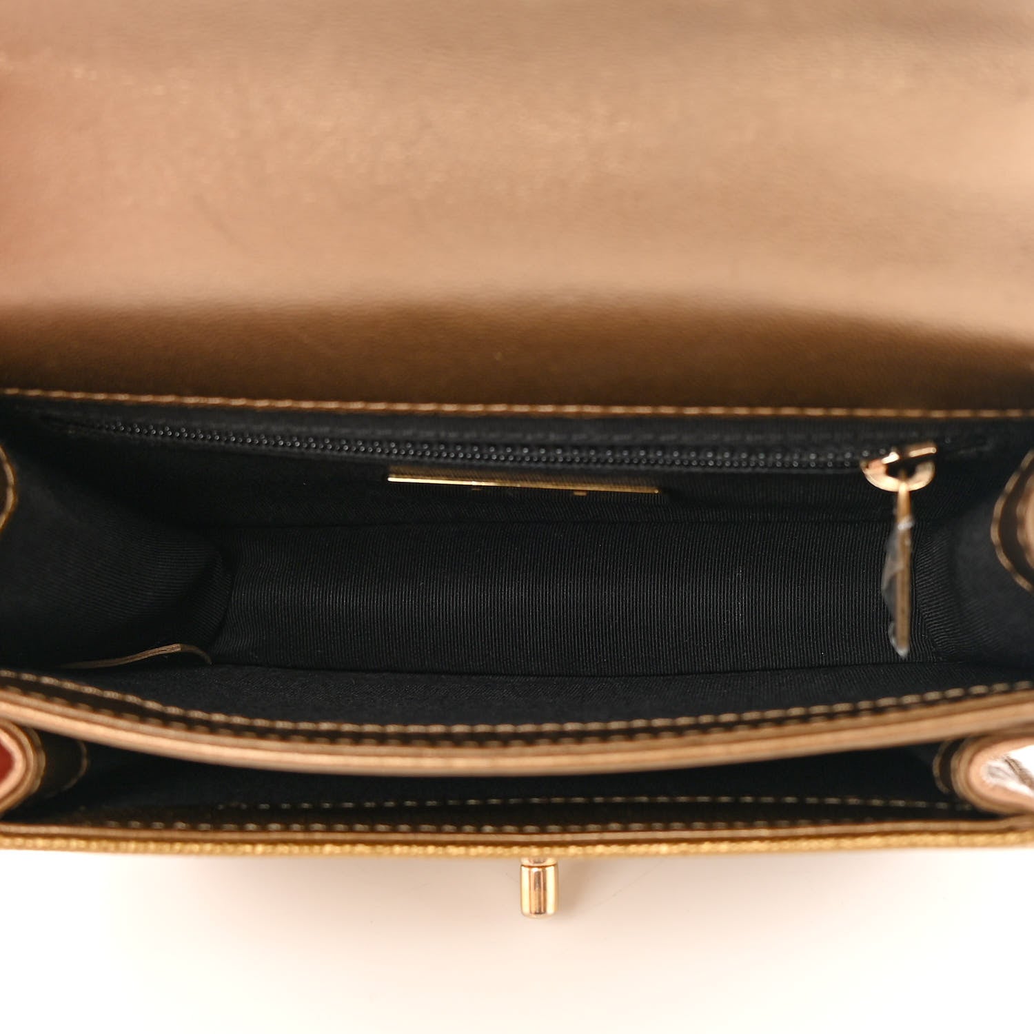 Chanel Metallic Calfskin Caviar Quilted Mini Chain Handle Flap Gold 5 of 14