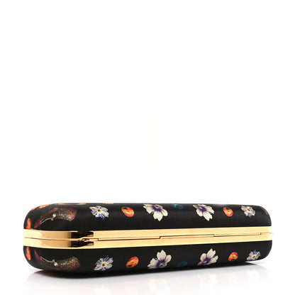 Alexander McQueen Silk Obsession Print Skull Knuckle Box Clutch Black 4 of 9