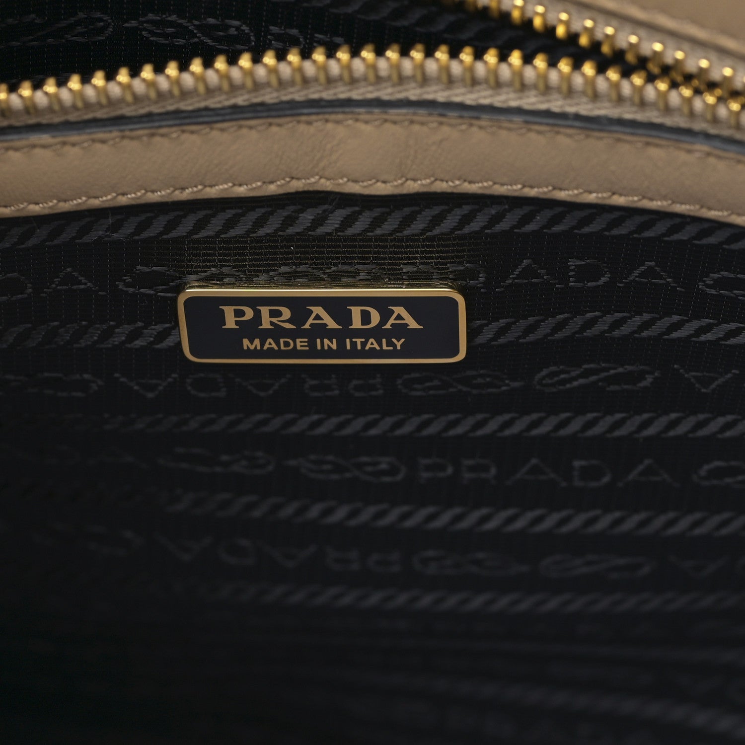 Prada Saffiano Lux Logo Embossed Medium Shoulder Tote Handbag Sabbia 6 of 8