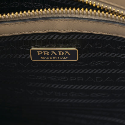 Prada Saffiano Lux Logo Embossed Medium Shoulder Tote Handbag Sabbia 6 of 8