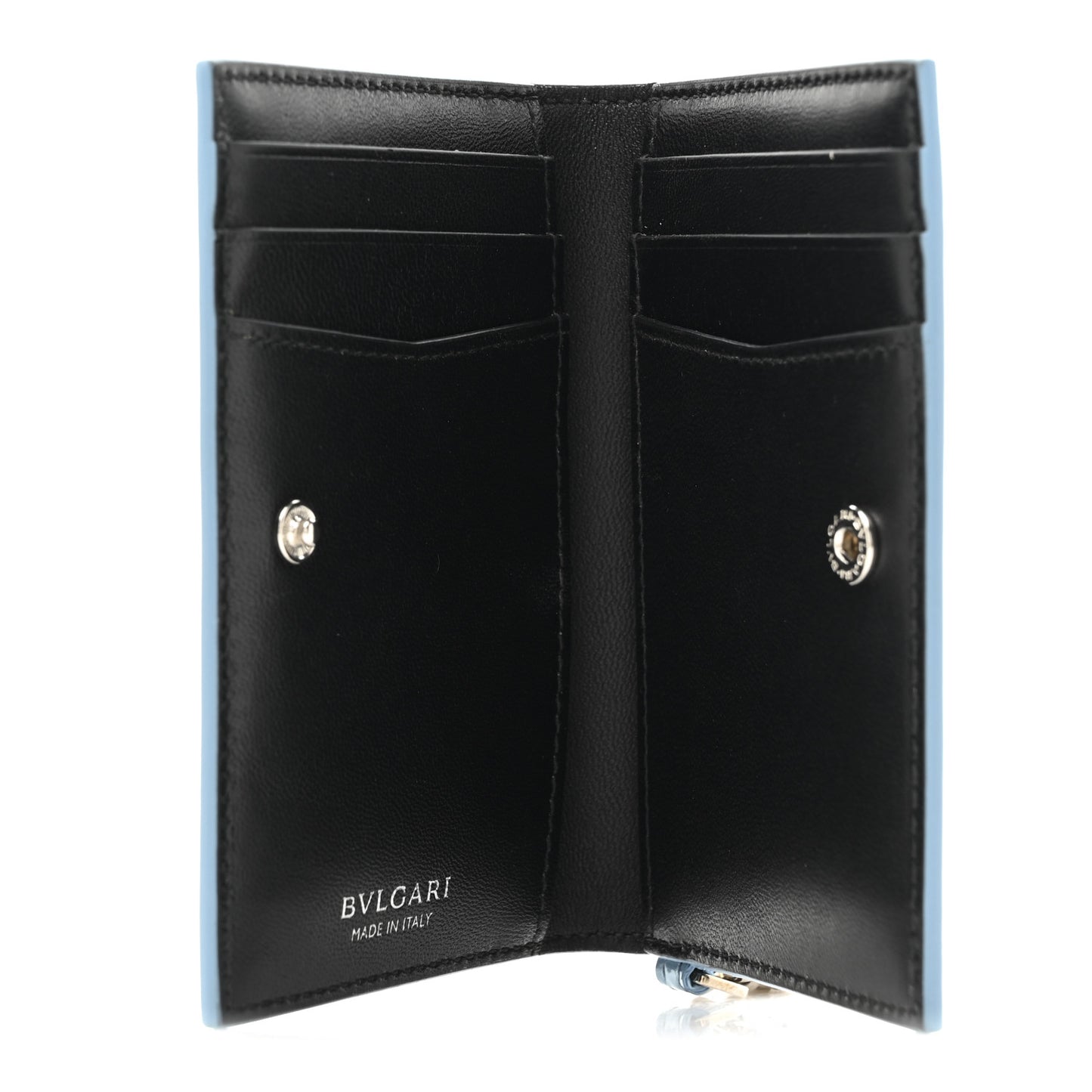 Patent Calfskin Serpenti Forever Card Case Blue