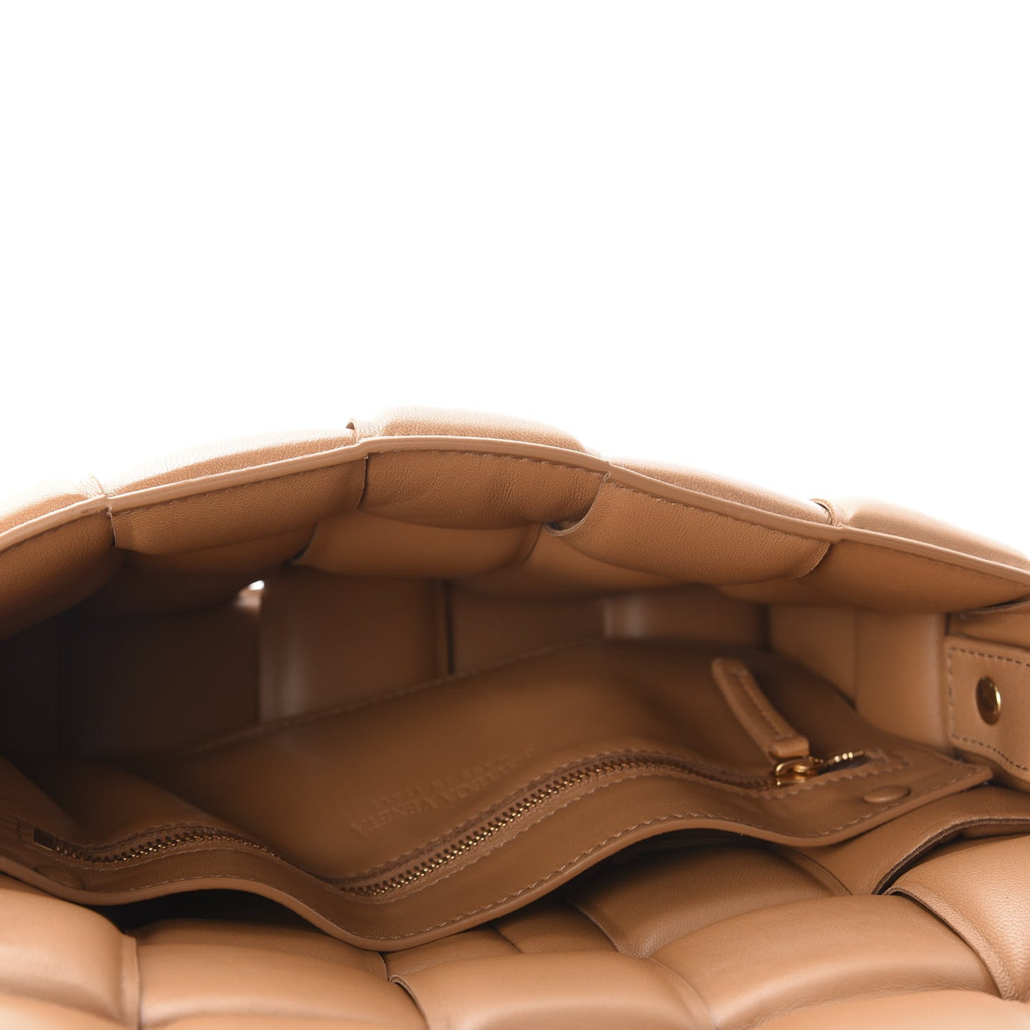 Nappa Maxi Intreccio Padded Cassette Crossbody Bag Caramel