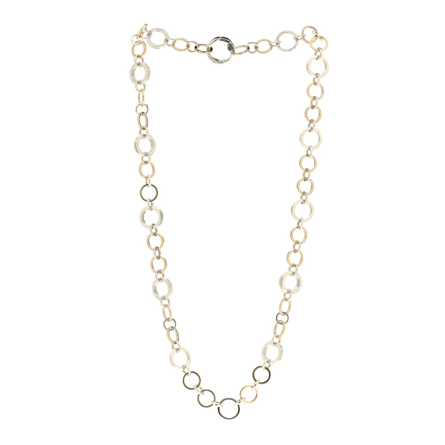 Sterling Silver 18K Yellow Gold Interlocking Circles Link Necklace