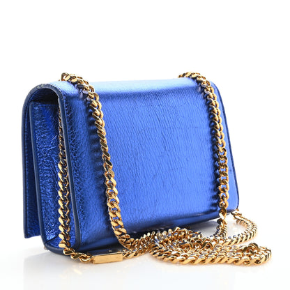 Saint Laurent Metallic Calfskin Small Classic Monogram Kate Tassel Satchel Blue Royal 3 of 10