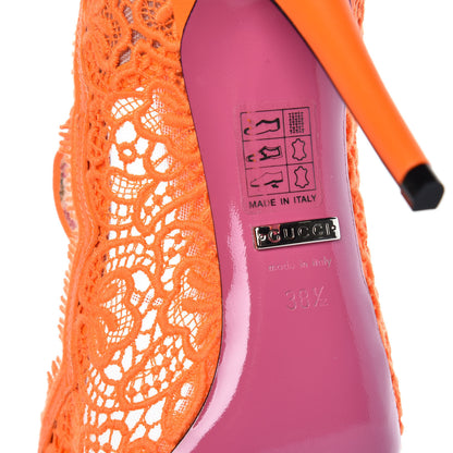 Gucci Lace Pizzo Venice Pumps 38.5 Orange Fluo 7 of 8