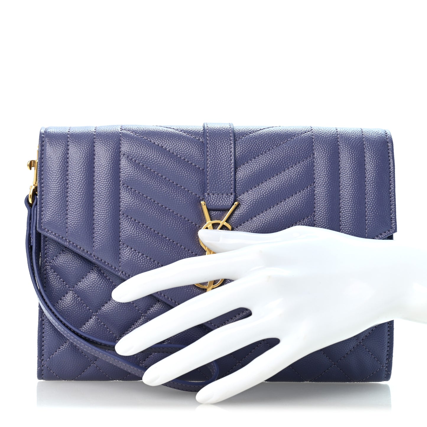 Grain De Poudre Textured Mixed Matelasse Triquilt Monogram Clutch Dark Wisteria