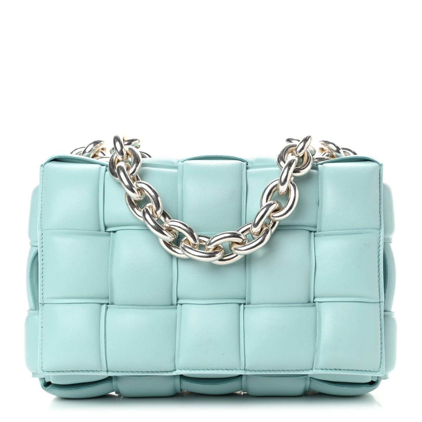 Lambskin Maxi Intreccio Padded Chain Cassette Crossbody Bag Spearmint