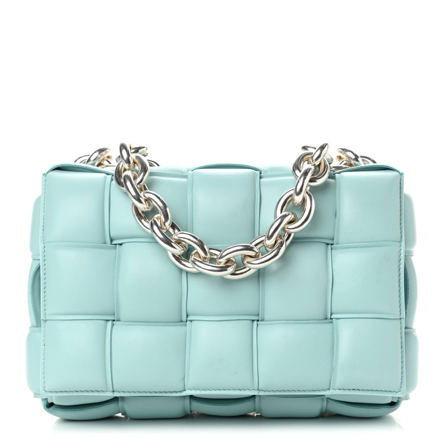 Bottega Veneta Lambskin Maxi Intreccio Padded Chain Cassette Crossbody Bag Spearmint 1 of 4