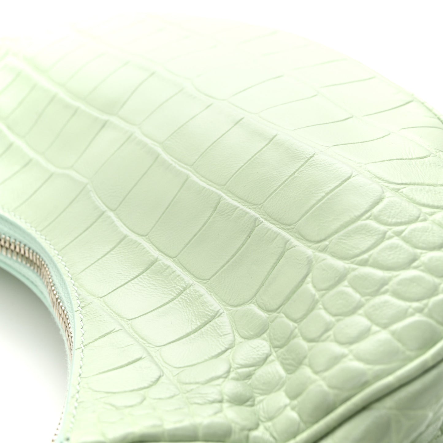 Extra Supple Calfskin Crocodile Embossed Le Cagole Shoulder Bag XS Light Green