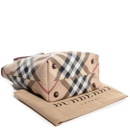 Burberry Patent Trim Small Nova Check Tote Red 4 of 10