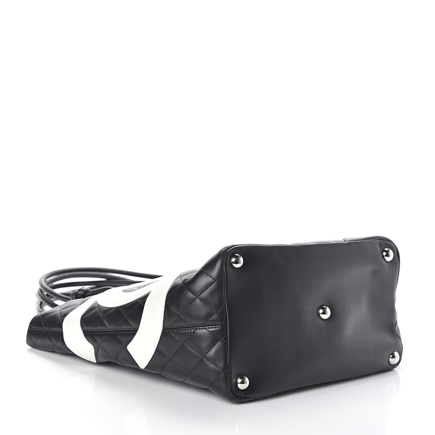 Calfskin Quilted Large Cambon Tote Black White