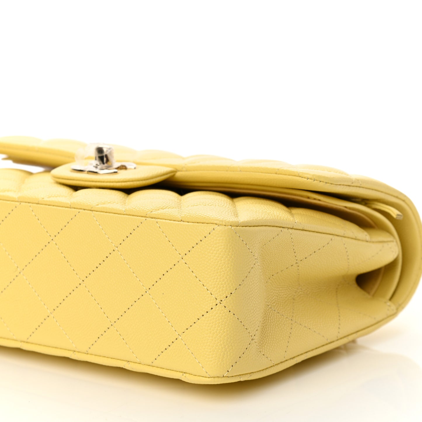 Caviar Quilted Small Double Flap Yellow
