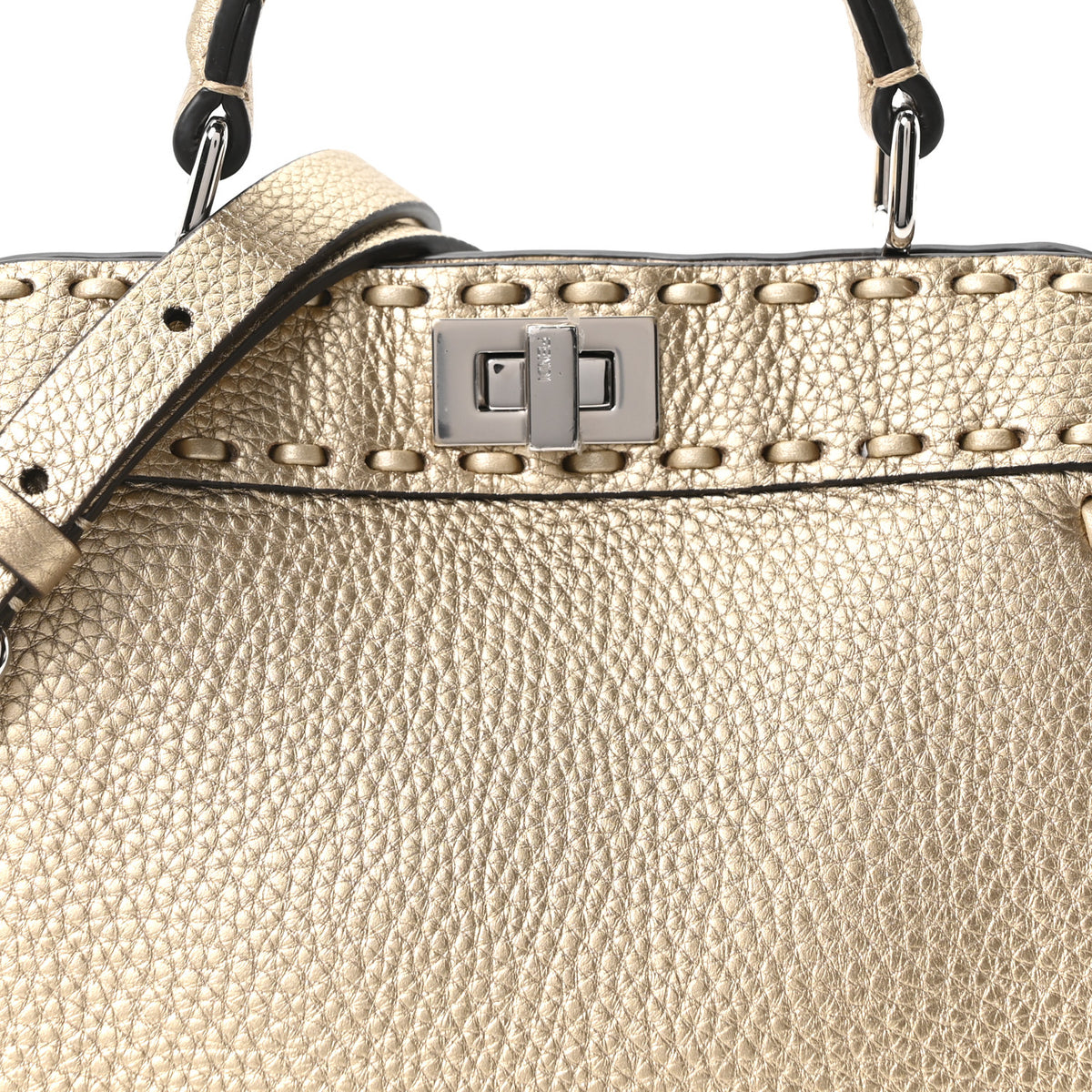 Metallic Cuoio Roma Sellerissima Nappa Sintetica Tape Stitch Petite Peekaboo I SEE U Iconic Satchel Platino