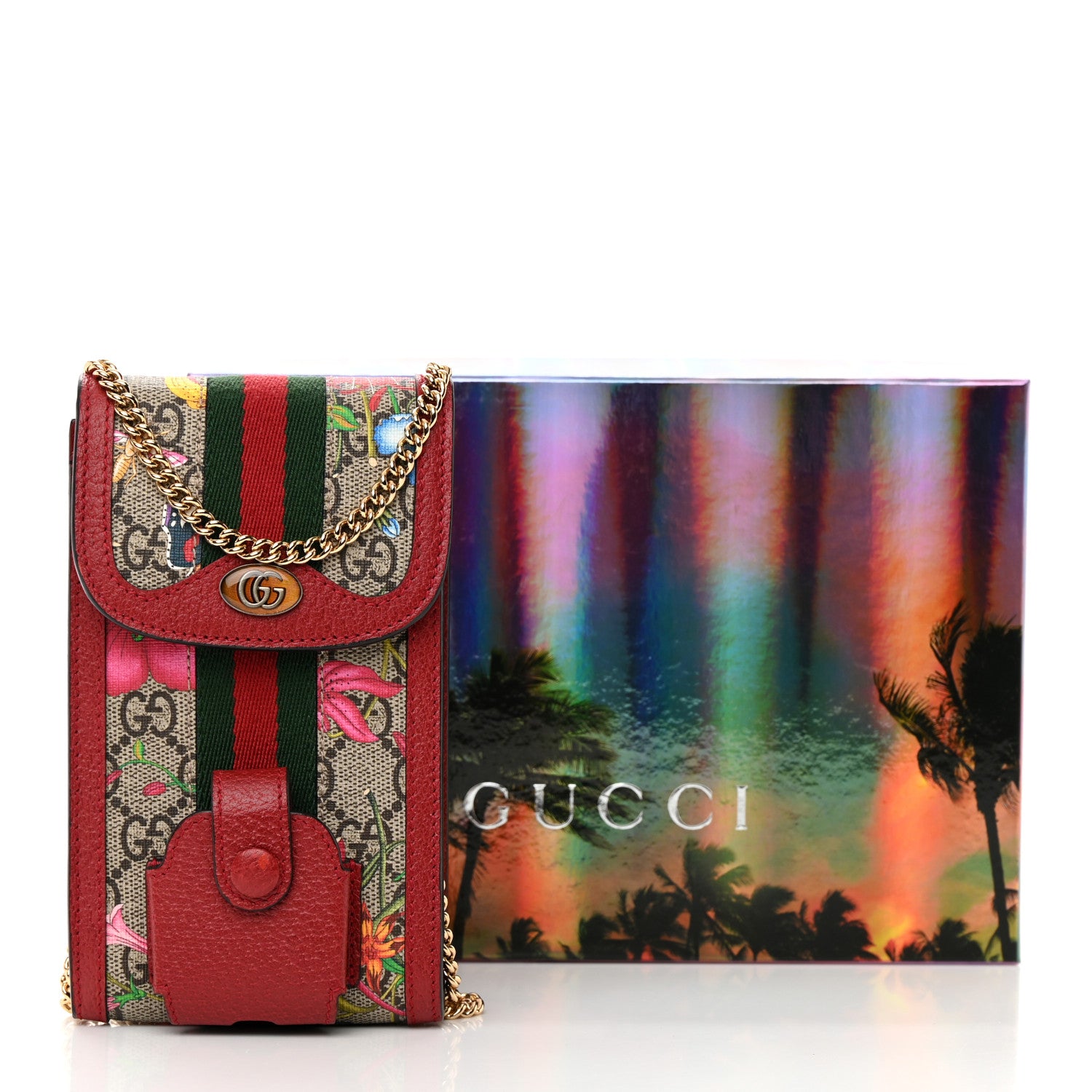 Gucci GG Supreme Monogram Flora Ophidia Phone Case Crossbody Red 12 of 12