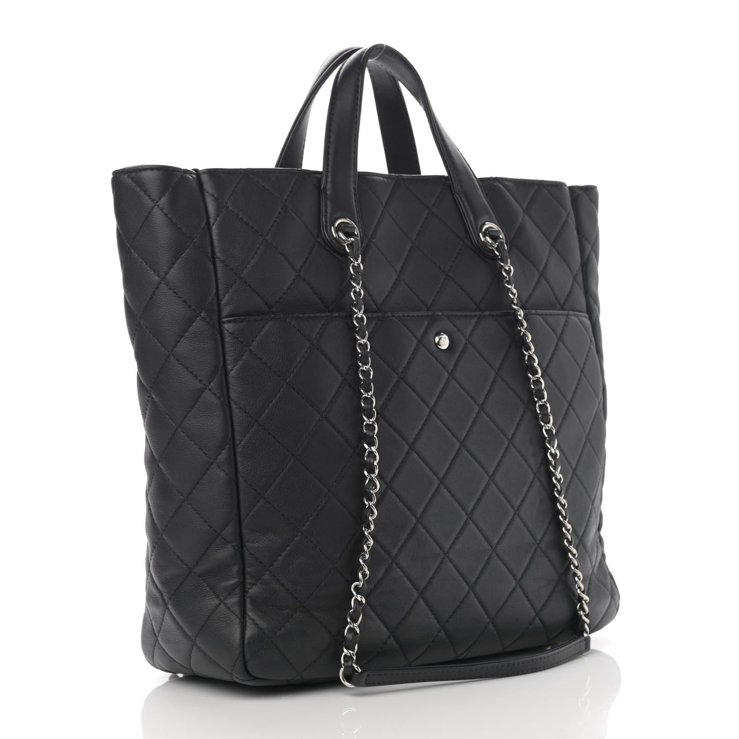 Chanel Calfskin Quilted Ultra Pocket Shopping Tote Black 3 of 13
