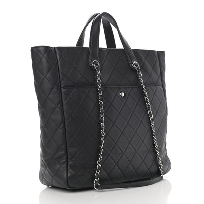 Chanel Calfskin Quilted Ultra Pocket Shopping Tote Black 3 of 13
