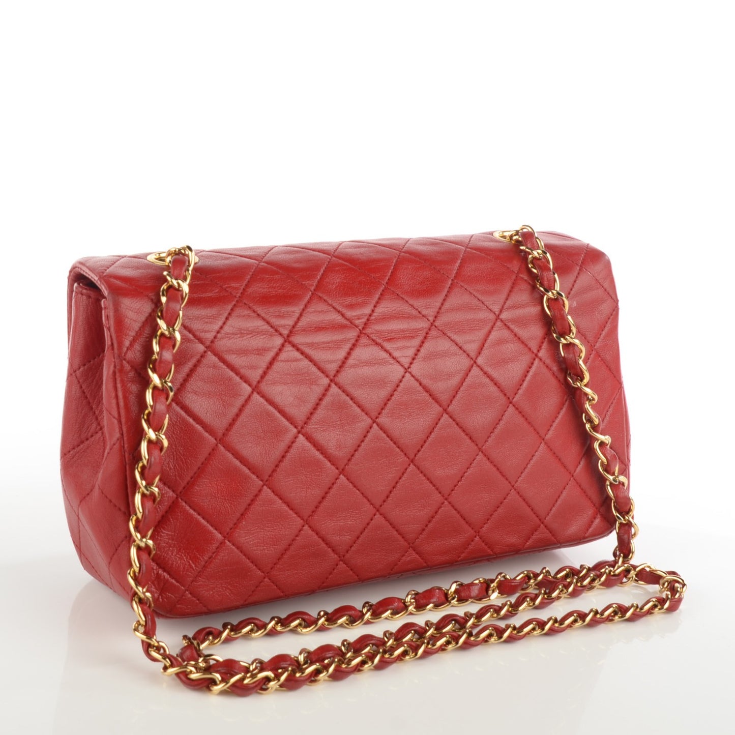 Lambskin Quilted Medium Single Flap Red
