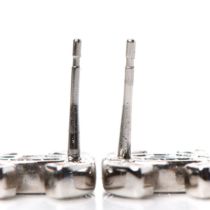 Chanel Baguette Crystal CC Earrings Silver Grey 3 of 5