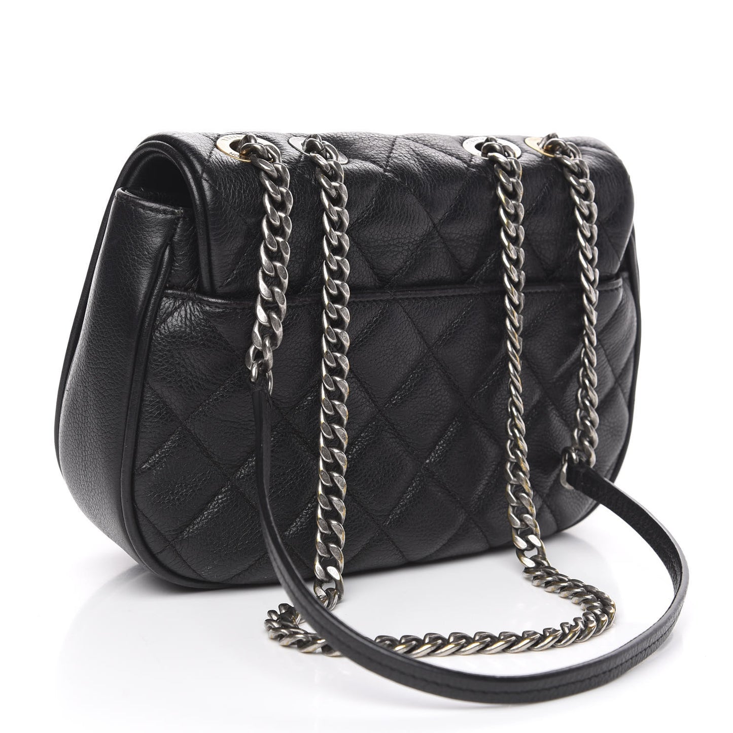 Calfskin Quilted Small Casual Pocket Messenger Flap Black